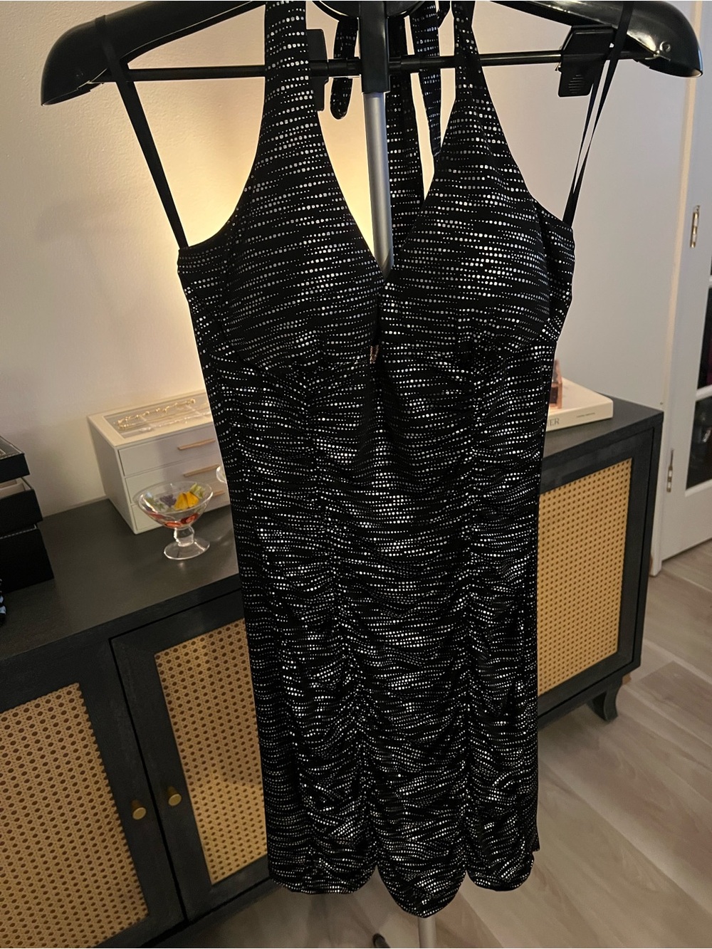 Body Central Black Sequin Halter Mini Dress